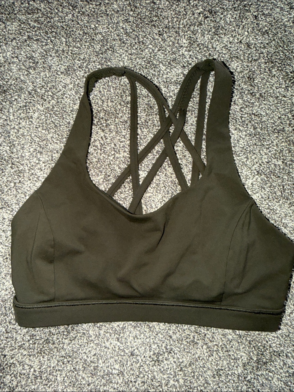 lululemon athletica Olive Green FRE TO BE SERENE Strappy Back Sports Bra